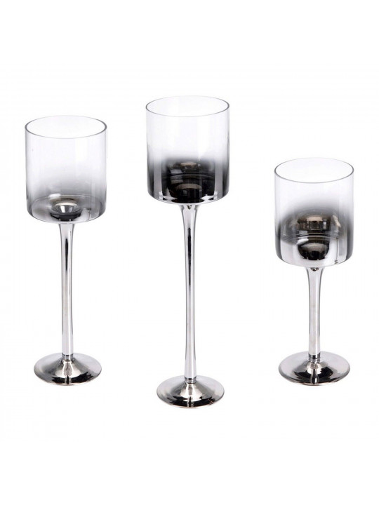 Подсвечник KOOPMAN CANDLE HOLDER SET OF 3 SILVER (370472) (CD1200010)