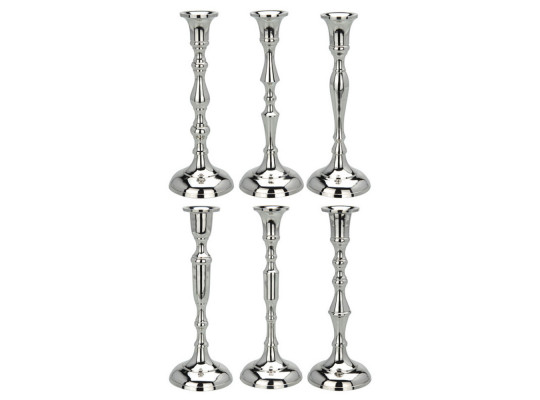 Candlestick KOOPMAN CANDLE HOLDER SILVER 20CM 6ASS (902338) (A04770080)