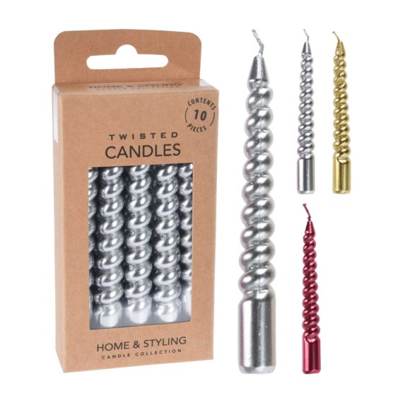 Новогодные декоративные аксессуары KOOPMAN MINI TWISTED CANDLES 10CM SET (S37700230)