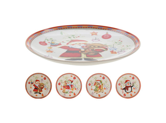 Plate KOOPMAN Q75999450 NEW BONE SANTA PORCELAIN DIA 2 (253604)