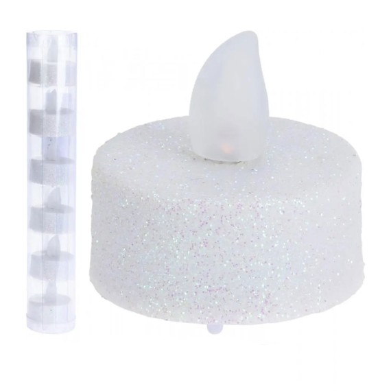 Ամանորյա դեկորատիվ առարկաներ KOOPMAN TEALIGHT LED WHITE GLITTER (698880) (AX5990640)