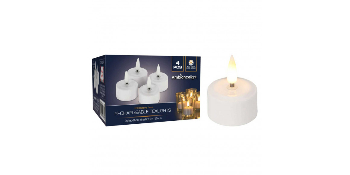 Свеча KOOPMAN TEALIGHT WITH LED SET 4PCS (637039) (XX8114160)