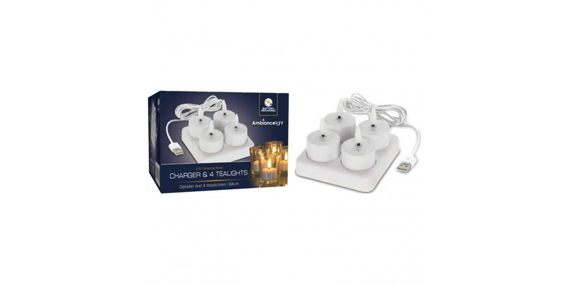 Новогодные декоративные аксессуары KOOPMAN TEALIGHT WITH LED SET 4PCS (637053) (XX8114170)