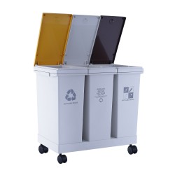 Recycle bin XIMI PRESS-TYPE THREE-CYLINDER GARBAGE CAN WITH PULLEY (60L) 