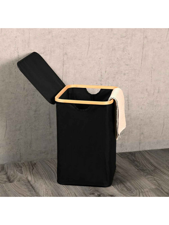 Laundry basket KESPER 19594 BLACK WITH COVER 