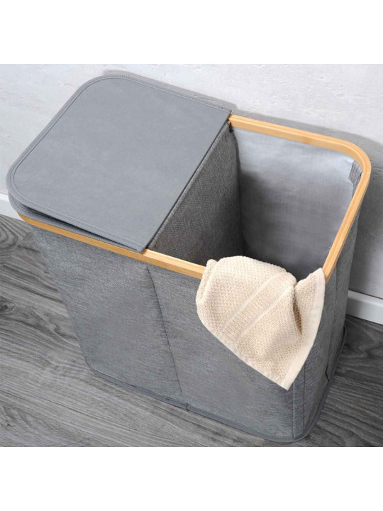 Laundry basket KESPER 19598 BAMBOO GREY 2 PART 