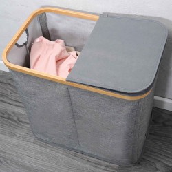 Laundry basket KESPER 19598 BAMBOO GREY 2 PART 