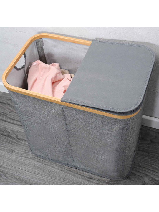 Laundry basket KESPER 19598 BAMBOO GREY 2 PART 