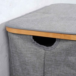 Laundry basket KESPER 19598 BAMBOO GREY 2 PART 
