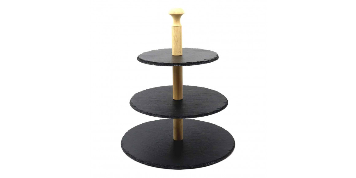 Թխվածքի ափսե KESPER 38119 SLATE 3 LAYERS BLACK W/BAMBOO HOLDER 