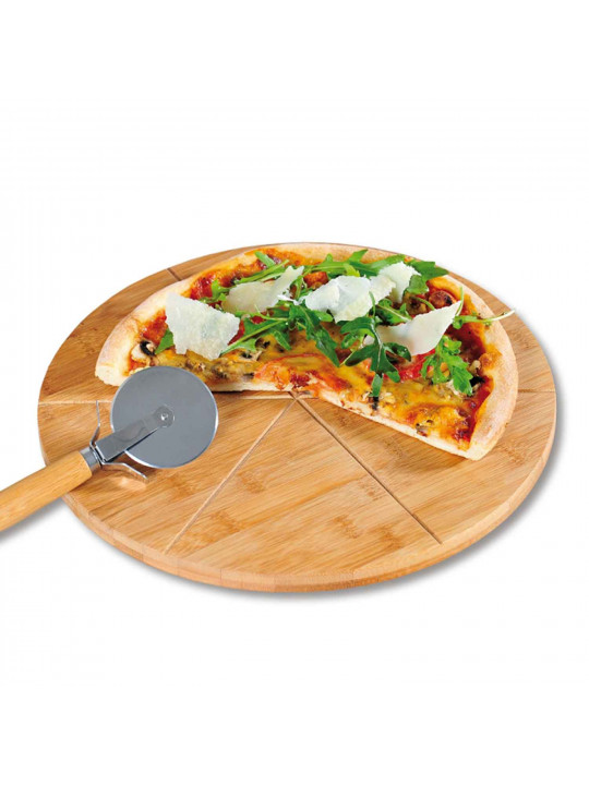 Chopping board KESPER 58462 BAMBOO WITH PIZZA CUTTER 