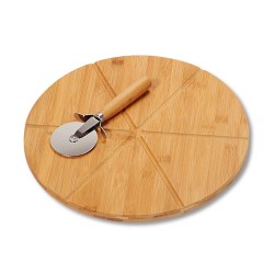 Chopping board KESPER 58462 BAMBOO WITH PIZZA CUTTER 