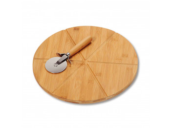 Chopping board KESPER 58462 BAMBOO WITH PIZZA CUTTER 