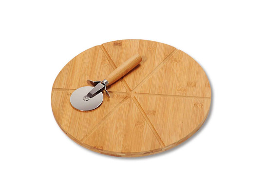 Chopping board KESPER 58462 BAMBOO WITH PIZZA CUTTER 