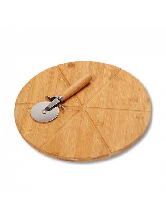 Chopping board KESPER 58462 BAMBOO WITH PIZZA CUTTER 