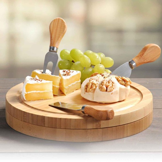 Chopping board KESPER 58642 BAMBOO FOR CHEESE W/KNIVES 