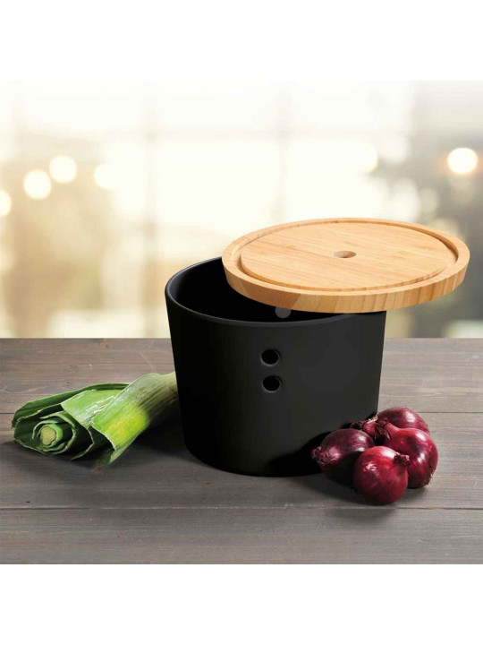 Банка KESPER 92599 PLASTIC WITH BANBOO LID BLACK 