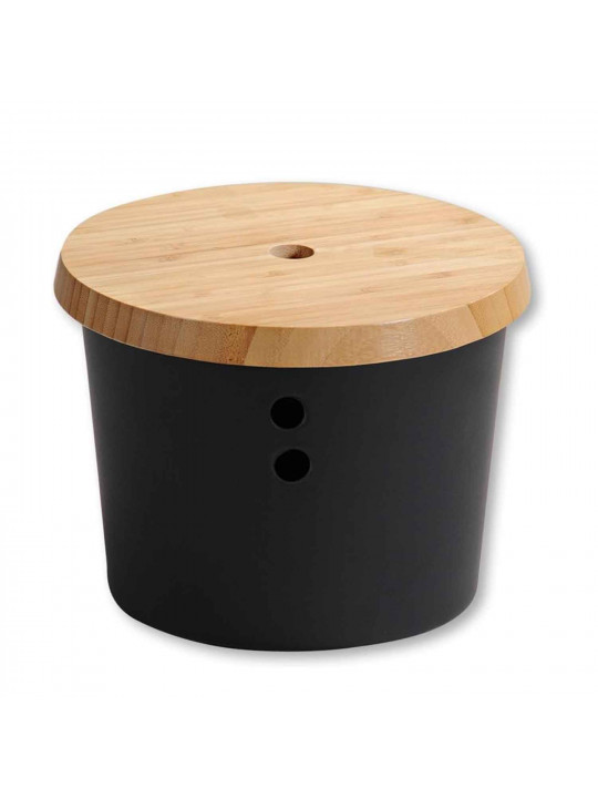 Jar KESPER 92599 PLASTIC WITH BANBOO LID BLACK 