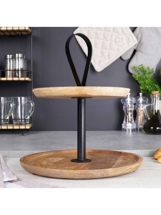 Cake stand KOOPMAN A53400070 CAKE STAND 32CM MANGO WOOD (559676) 