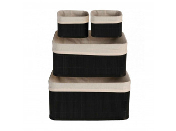 Decorate objects KOOPMAN BASKET SET BAMBOO LINEN BLACK (HX9100610)