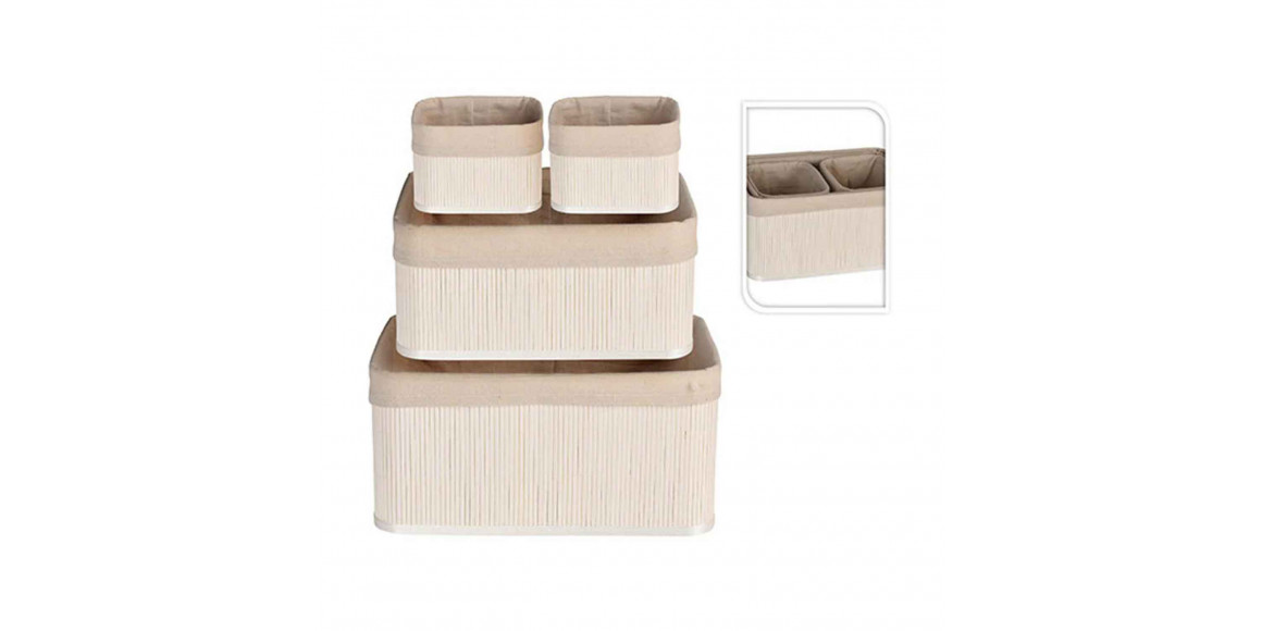 Դեկորատիվ առարկաներ KOOPMAN BASKET SET BAMBOO LINEN WHITE (HX9100620)