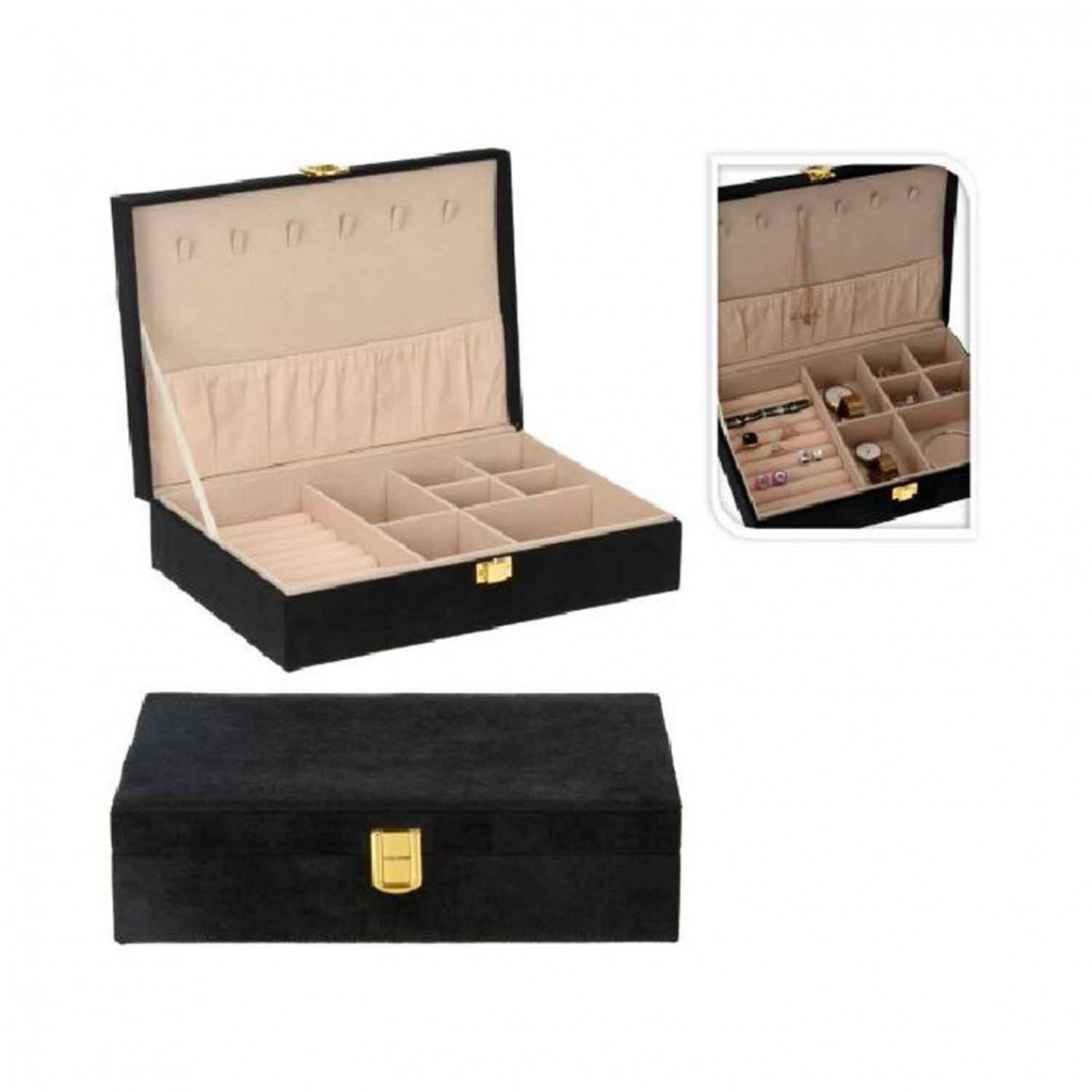 Decorate objects KOOPMAN 280X190X70MM JEWELRY BOX BLACK (HZ1810080)