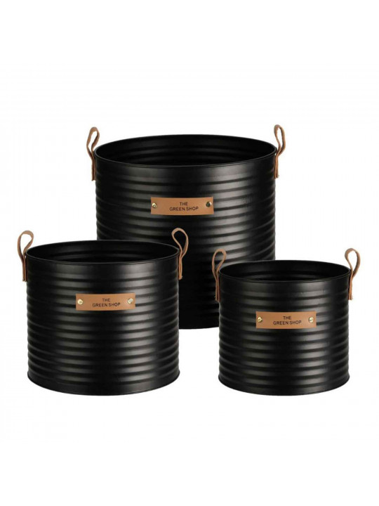 Դեկորատիվ առարկաներ KOOPMAN FLOWER POT BLACK SET3 (HZ1953070)