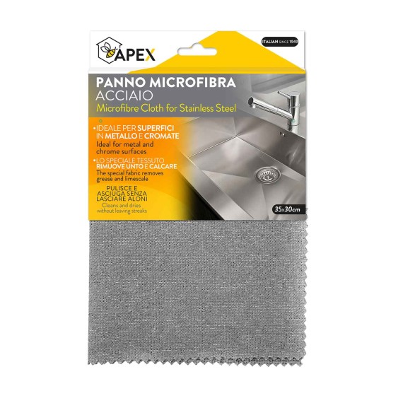 Тряпка для пыли APEX ITALY 15096 MICROFIBRE SPONGE CLOTH FOR S.STEEL 35x30 