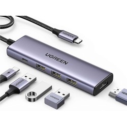 Usb-hub UGREEN USB-C to 3 x USB 3.0 + HDMI + PD (GR) (15597)