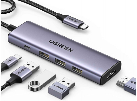 Usb-узел UGREEN USB-C to 3 x USB 3.0 + HDMI + PD (GR) 15597