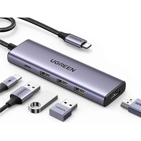 Usb-hub UGREEN USB-C to 3 x USB 3.0 + HDMI + PD (GR) (15597)