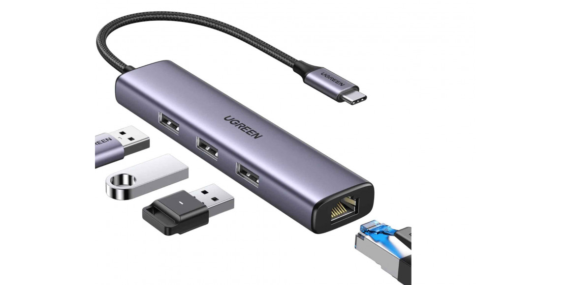 Usb-հանգույց UGREEN USB-C to 3 x USB 3.0 +Rj45 1Gbps (GR) 60600