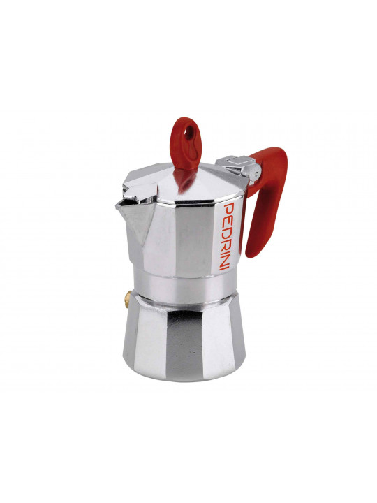 Coffee maker PEDRINI 9082-0 POLISHED ALU. RED HANDLE 2 CUPS 