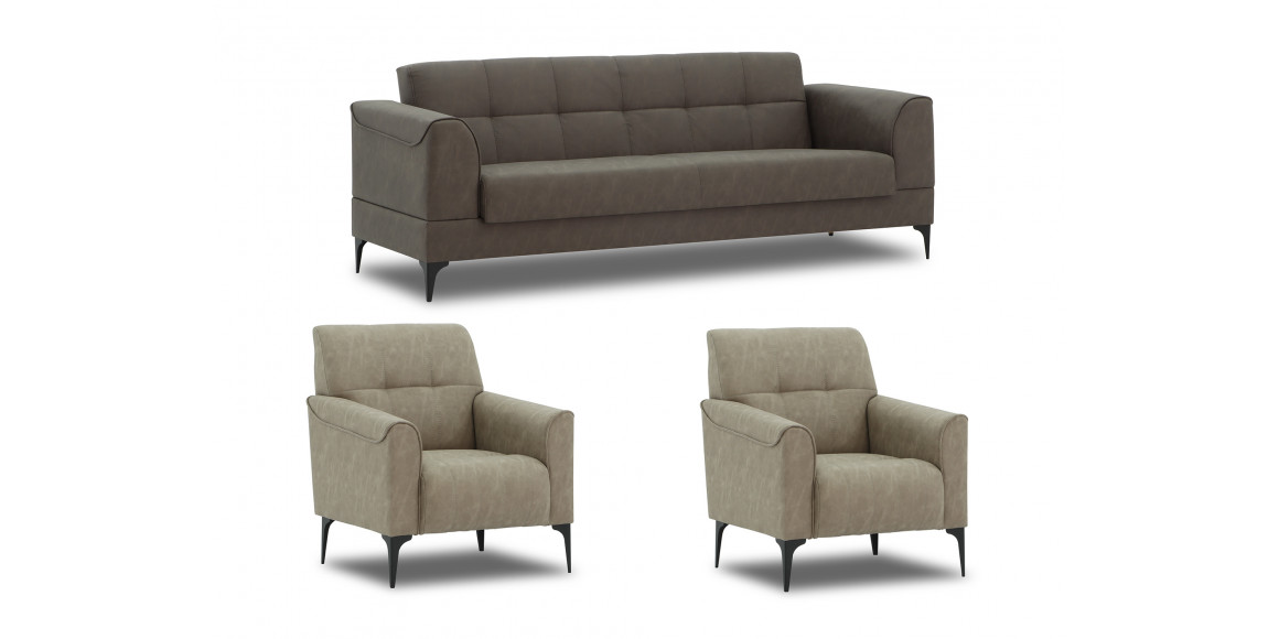 Sofa set HOBEL MARK 3+1+1 (L8150AB, L8200AB) DARK BROWN KIPRUS 4/LIGHT BROWN KIPRUS 3 (3) 