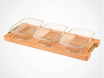 Food storage LIMON 225259 SNACK SERVING 3 SECTION W/WOODEN BASE (909128) 