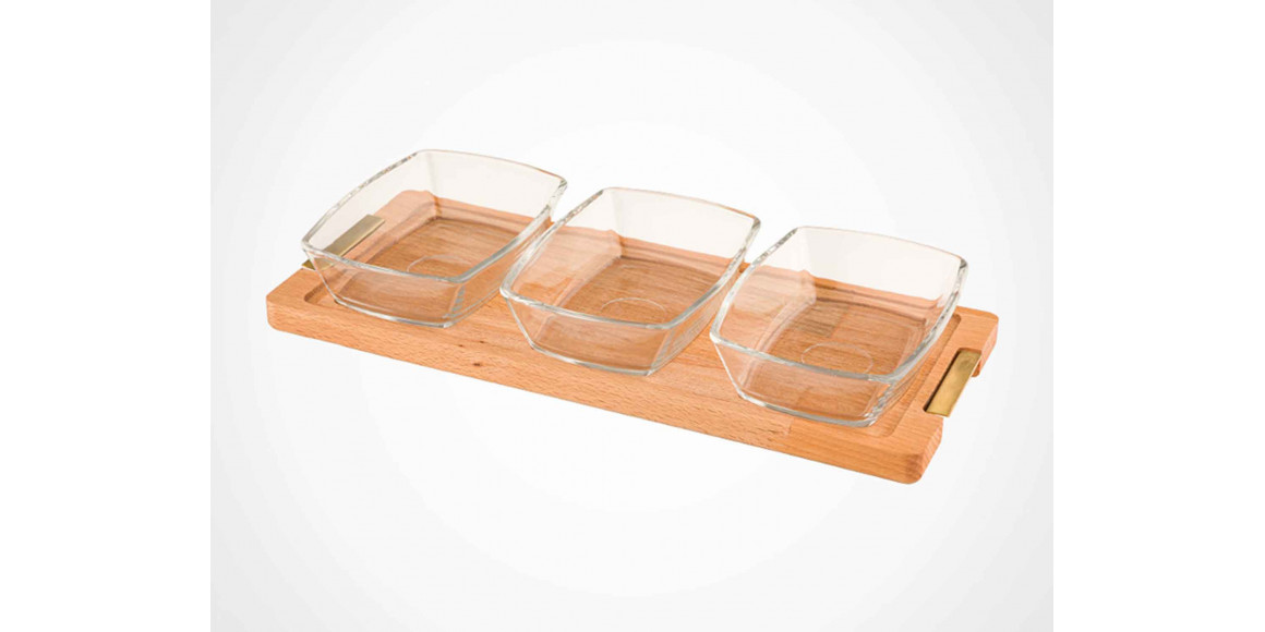 Food storage LIMON 224559 SMALL SNACK SERVING 3 SECTION W/WOODEN BASE (908558) 