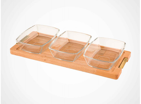 Food storage LIMON 224559 SMALL SNACK SERVING 3 SECTION W/WOODEN BASE (908558) 