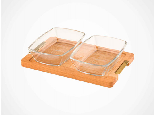 Food storage LIMON 224659 SMALL SNACK SERVING 2 SECTION W/WOODEN BASE (908657) 