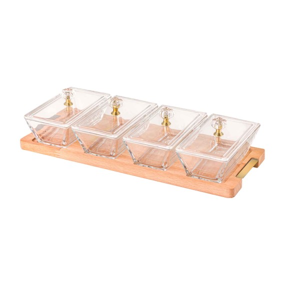 Մթերքի տարաներ LIMON 224959 SNACK SERVING 4 SECTION W/WOODEN BASE (908527) 