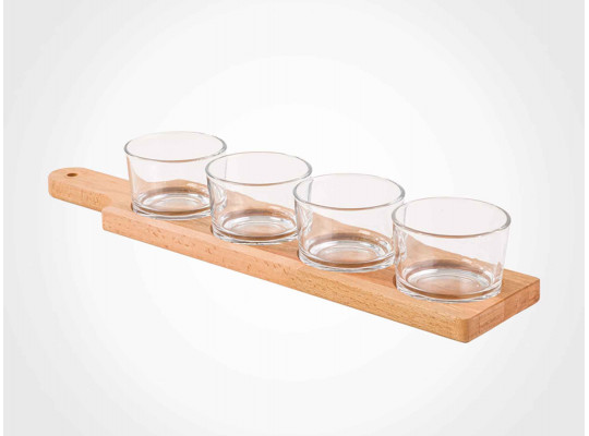Food storage LIMON 222359 SNACK SERVING 4 SECTION 190ML W/WOODEN BASE (908381) 