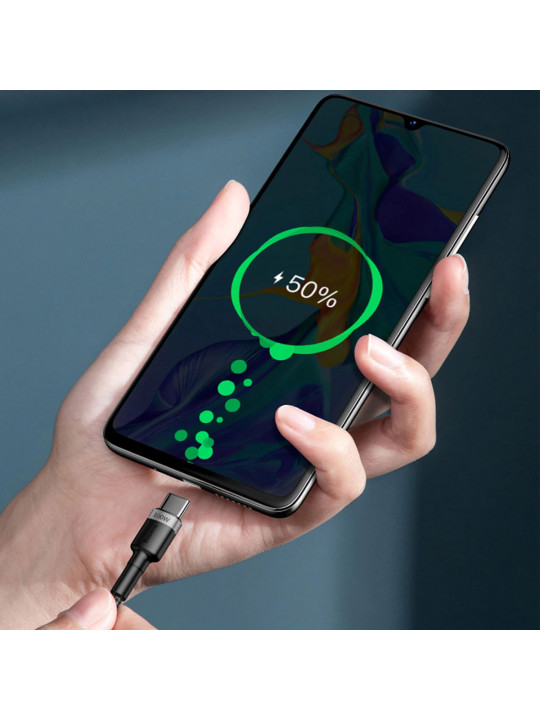 Кабель BASEUS Cafule PD 2.0 100W Type-C to Type-C 2M (GR/BK) (CATKLF-ALG1)