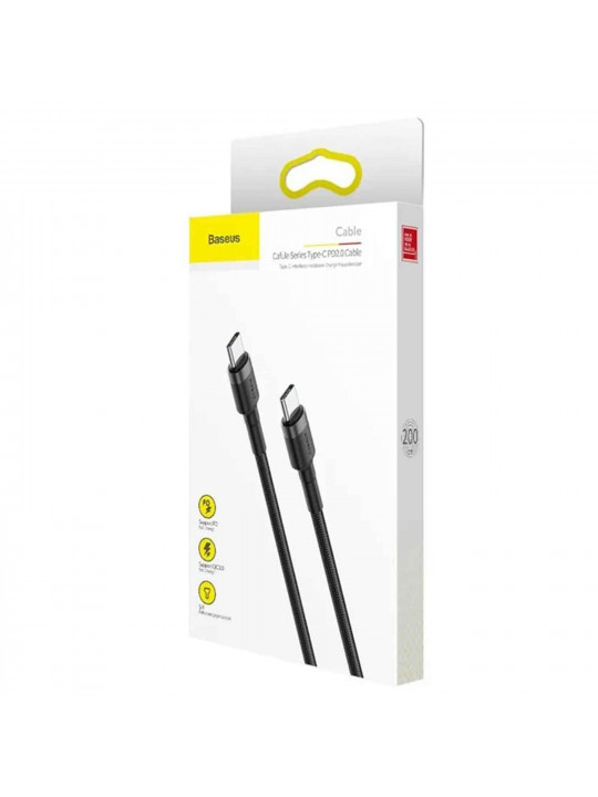 Մալուխ BASEUS Cafule PD 2.0 60W Type-C to Type-C 2M (GR/BK) (CATKLF-HG1)