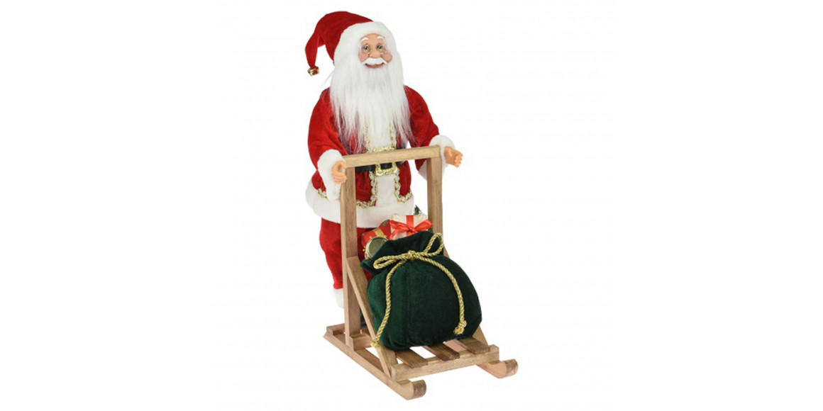 Новогодные декоративные аксессуары KOOPMAN SANTA STANDING ON SLED RED (987380) (ASK000820)