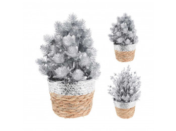 Новогодные декоративные аксессуары KOOPMAN PLANT IN BASKET 27CM 2ASS SILVER (050364) (ANM101850)