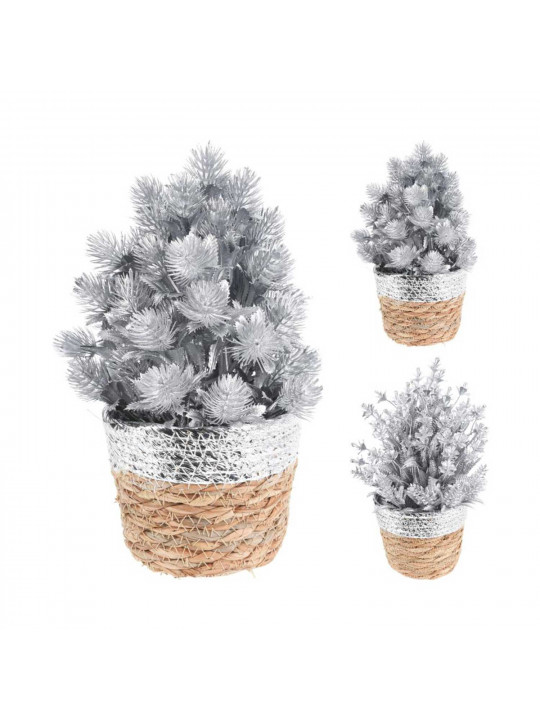 Новогодные декоративные аксессуары KOOPMAN PLANT IN BASKET 27CM 2ASS SILVER (050364) (ANM101850)