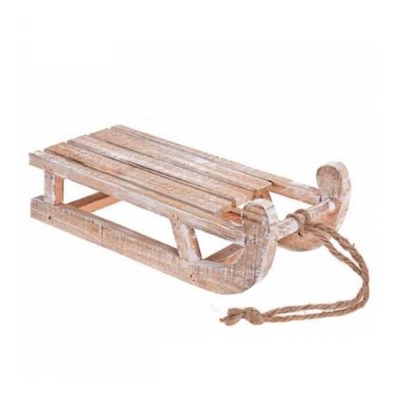 Ամանորյա դեկորատիվ առարկաներ KOOPMAN SLEDGE 30CM WHITE WASHED (107375) (ACW002830)