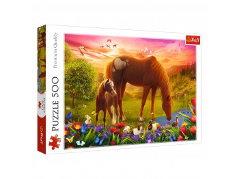 Puzzle and mosaic TREFL TR500-ANM 37451 HORSES IN THE MEADOW 