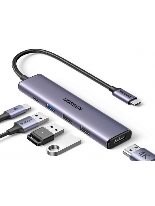 Usb-հանգույց UGREEN Revodok 5-in-1 USB-C (100W PD 4K@30Hz HDMI)  (GR) (15495)