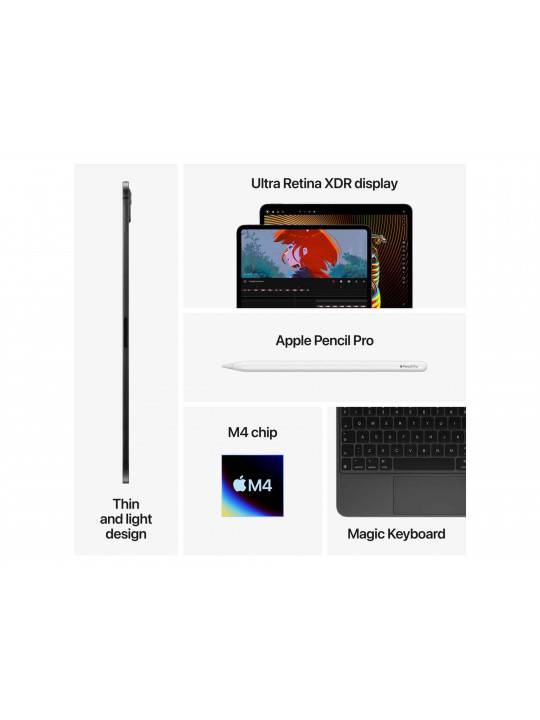 Tablet APPLE iPad Pro 11 (Apple M4) Wi-Fi 512GB Standard Glass (Space Black) (MVVC3NF/A)