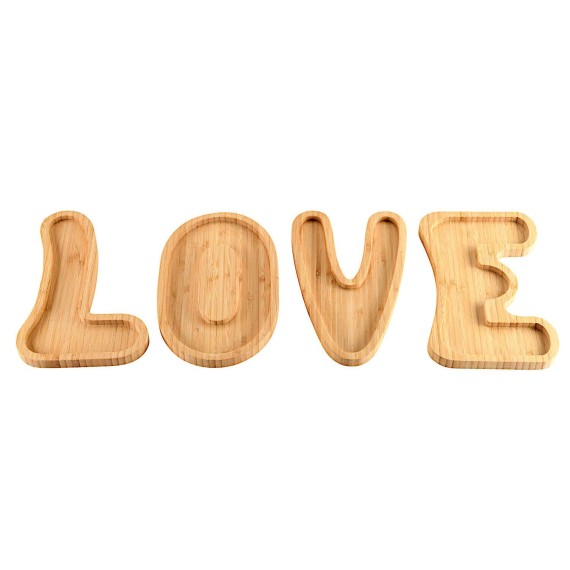 Поднос KESPER 58336 BAMBOO SERVING BOARD SET 4PC LOVE 